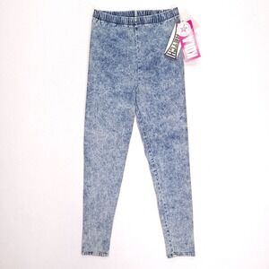 Vintage 90s Kayo of California Acid Wash Denim Look Leggings Blue Medium